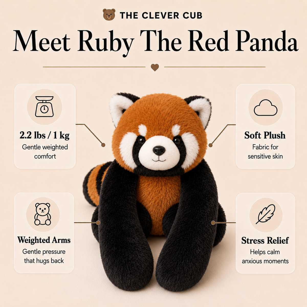 Ruby The Red Panda Weighted HugBud™