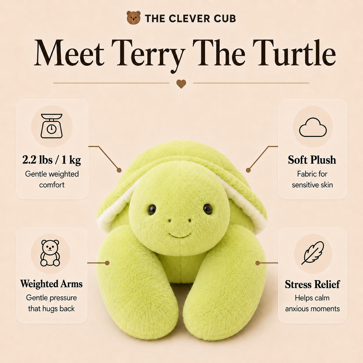 Terry The Turtle Weighted HugBud™
