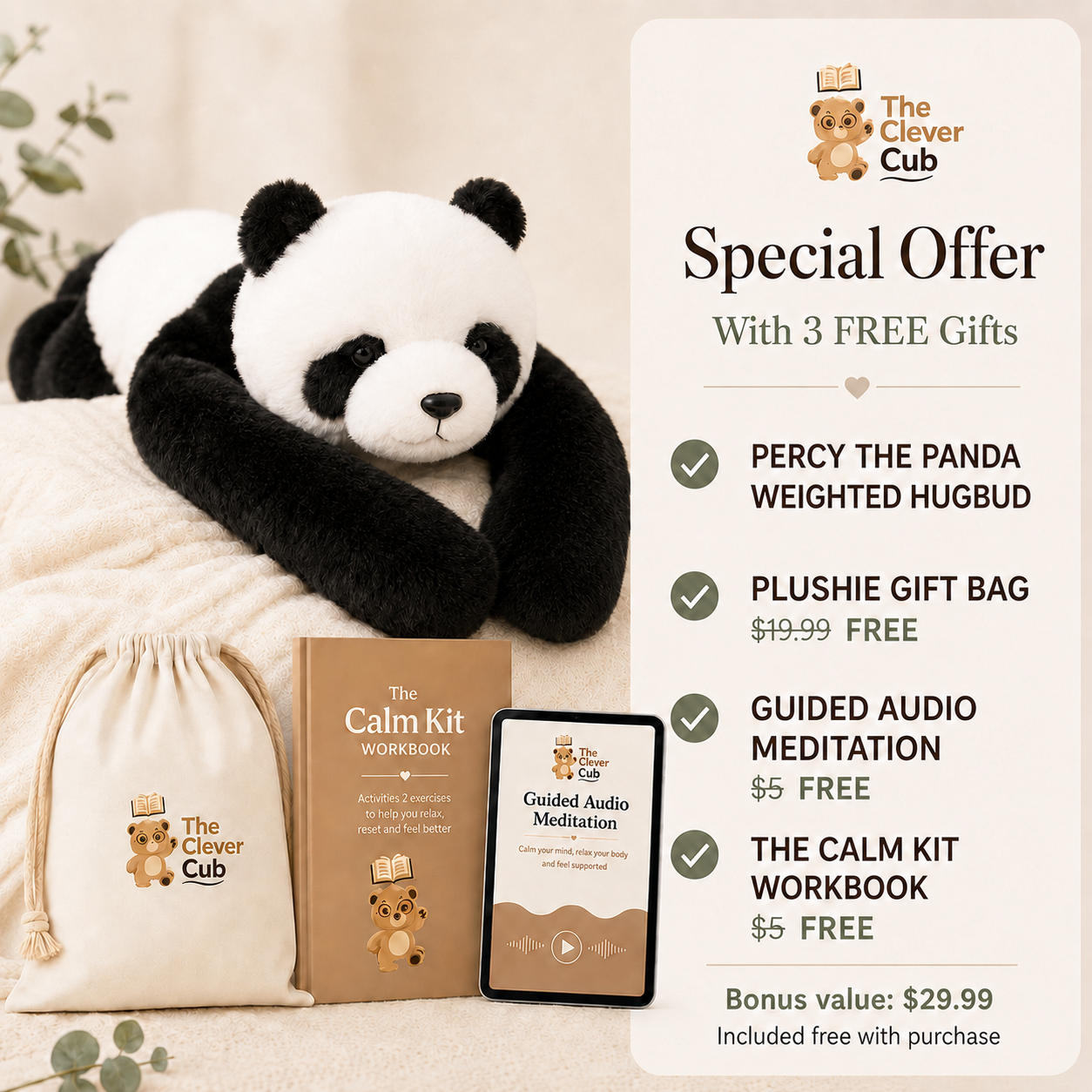 Percy The Panda Weighted HugBud™