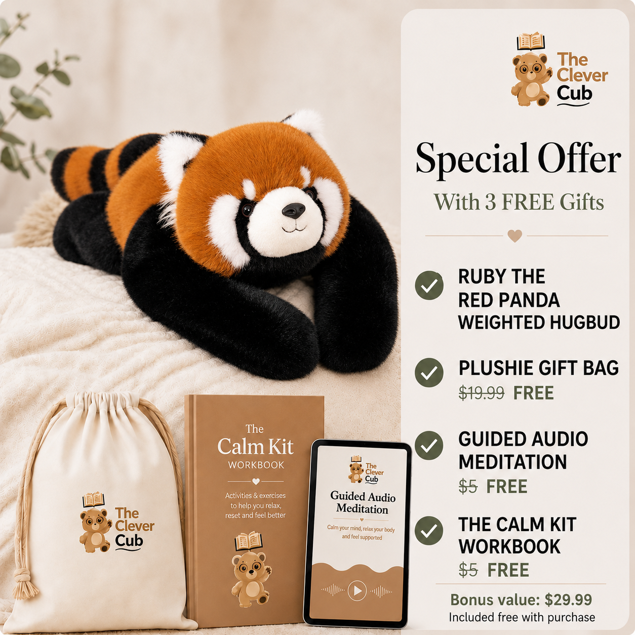 Ruby The Red Panda Weighted HugBud™
