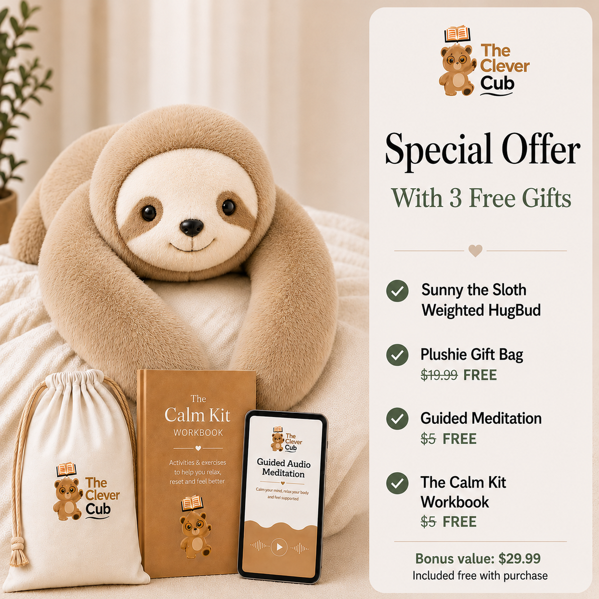 Sunny The Sloth Weighted HugBud™