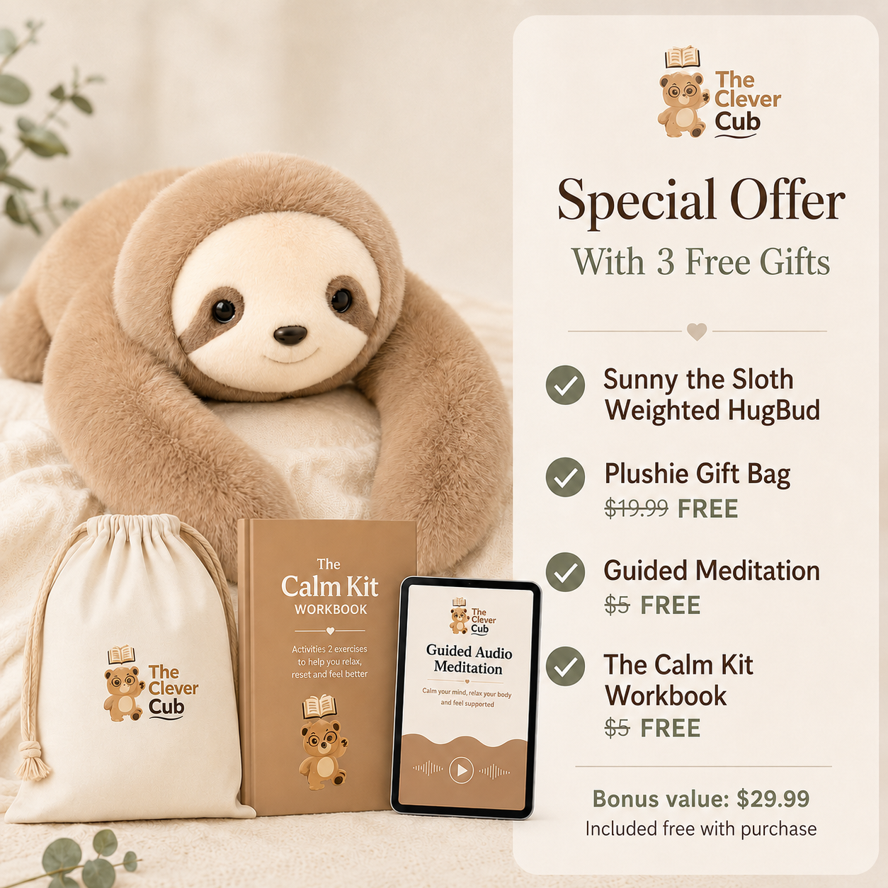 Sunny The Sloth Weighted HugBud™