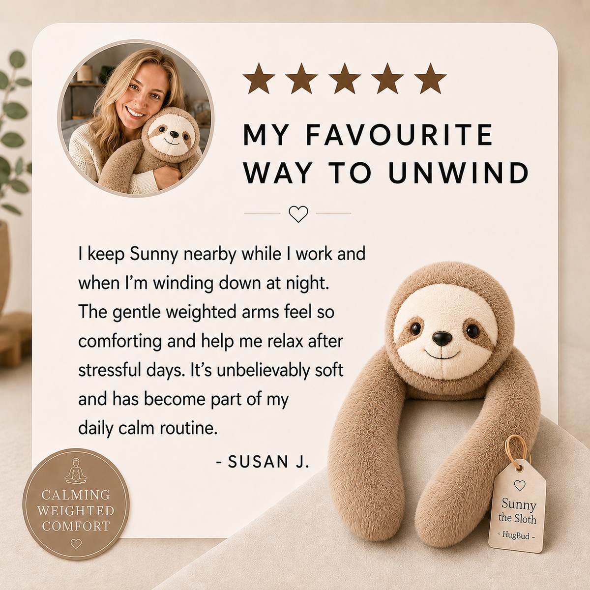 Sunny The Sloth Weighted HugBud™